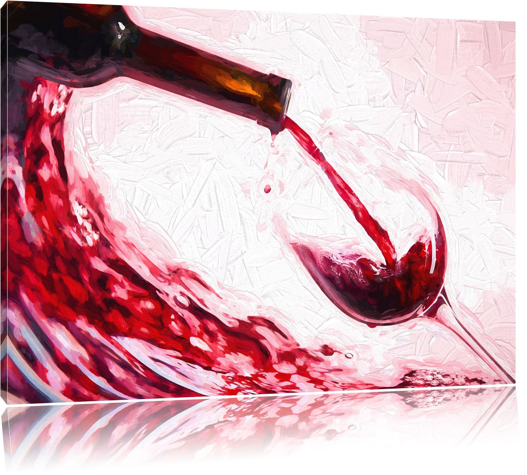 Wein Pinsel Effekt, Format: 100x70 auf Leinwand, XXL riesige Bilder fertig gerahmt mit Keilrahmen, K