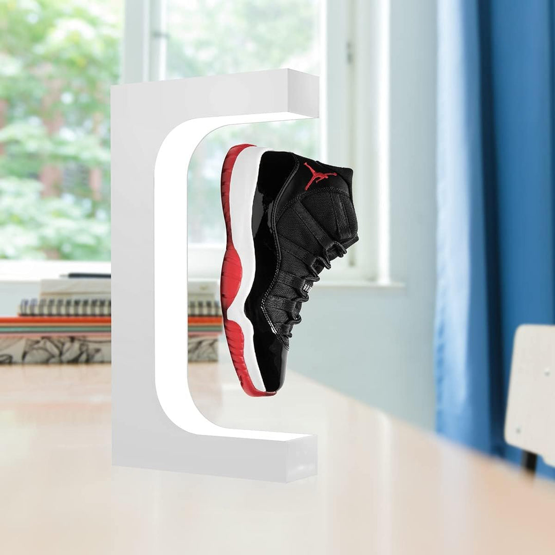 UVEHAS Schwebendes Schuh-Display Magnetischer Schwebe-Schuhständer mit LED-Licht, Rotierendes Schweb