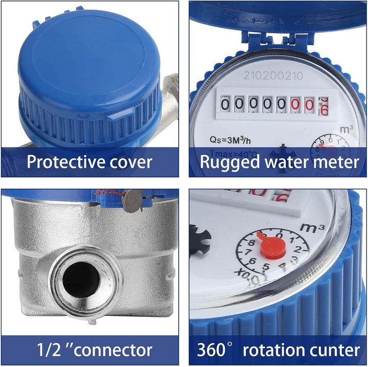 Trintion WasserzäHler 1/2" Wasseruhr Garten Geeicht GartenwasserzäHler WasserzäHler Geeicht Anschlus