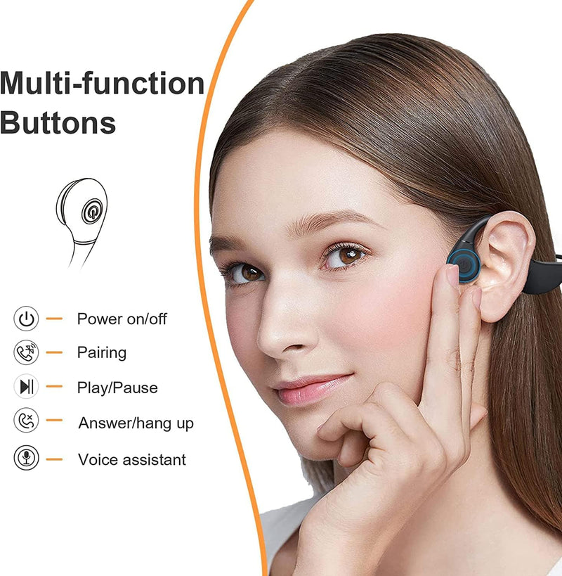 YUANJ Kabellose Knochenschall Kopfhörer Bluetooth 5.3, Wasserdicht Headset mit Mikrofon, Kopfhörer m