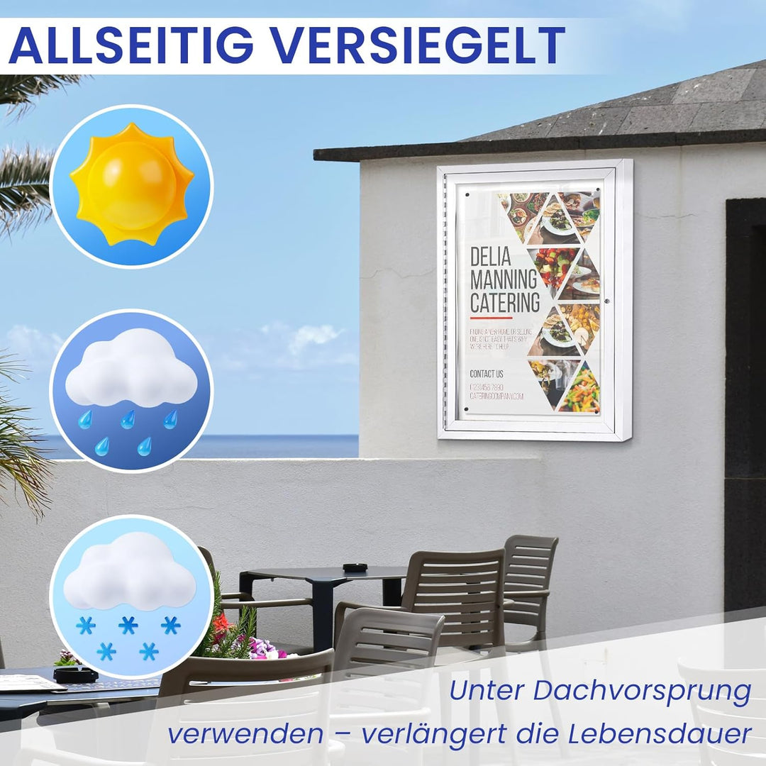 Swansea Schaukasten Aussen 4xA4, Alu infokasten, Magnetisch, Abschliessbar, Acrylglas, Schaukasten A