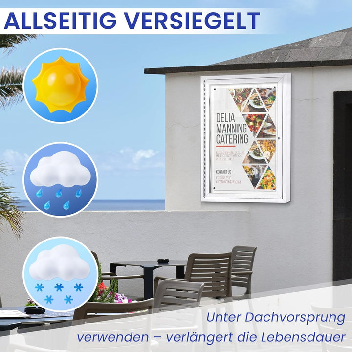 Swansea Schaukasten Aussen 4xA4, Alu infokasten, Magnetisch, Abschliessbar, Acrylglas, Schaukasten A