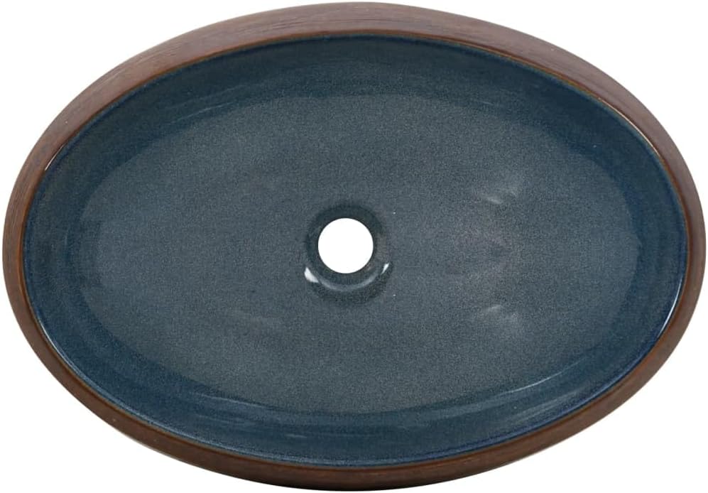 vidaXL Aufsatzwaschbecken, Oval Waschbecken mit Muster, Handgefertigt Waschtisch Waschschale für Bad