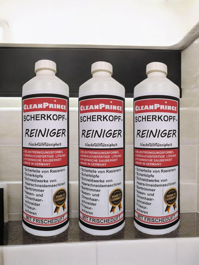 Scherkopf-Reiniger 3 x 1 Liter für Reinigungsstationen von Rasierern Bartschneidern