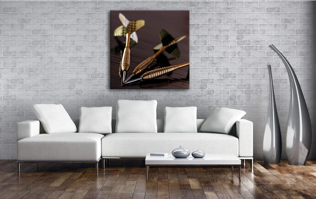 deyoli edle Dartpfeile im Format: 60x60 als Leinwandbild, Motiv fertig gerahmt auf Echtholzrahmen, H