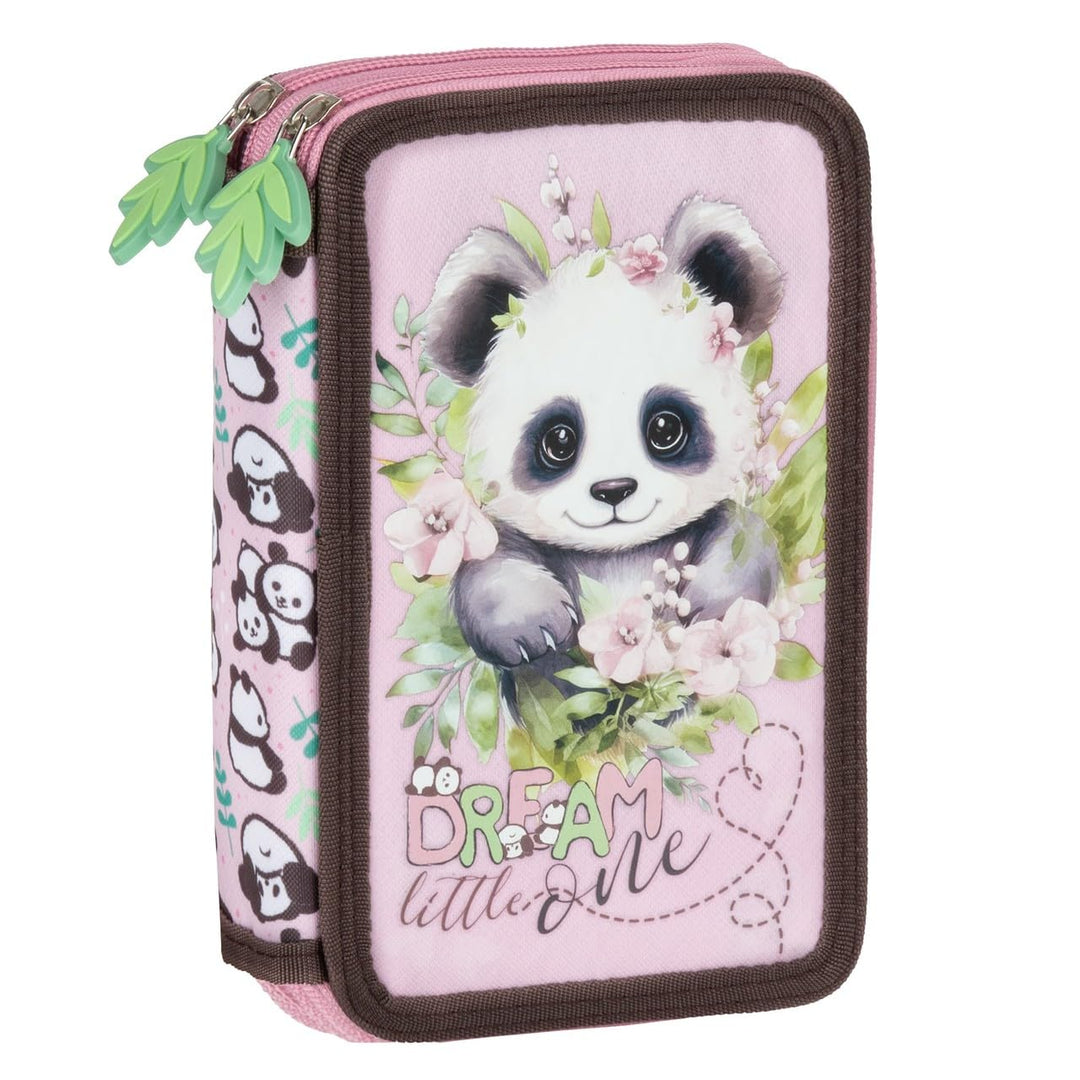 Ragusa-Trade Panda Pandabär Bärchen, 2-Fach Federtasche Federmappe, 27 TLG. gefüllt für Kinder Junge