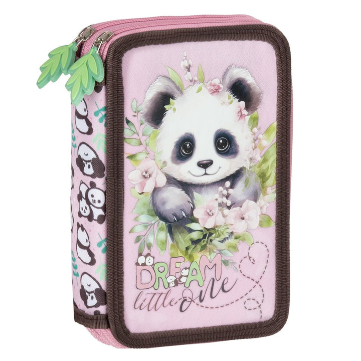 Ragusa-Trade Panda Pandabär Bärchen, 2-Fach Federtasche Federmappe, 27 TLG. gefüllt für Kinder Junge
