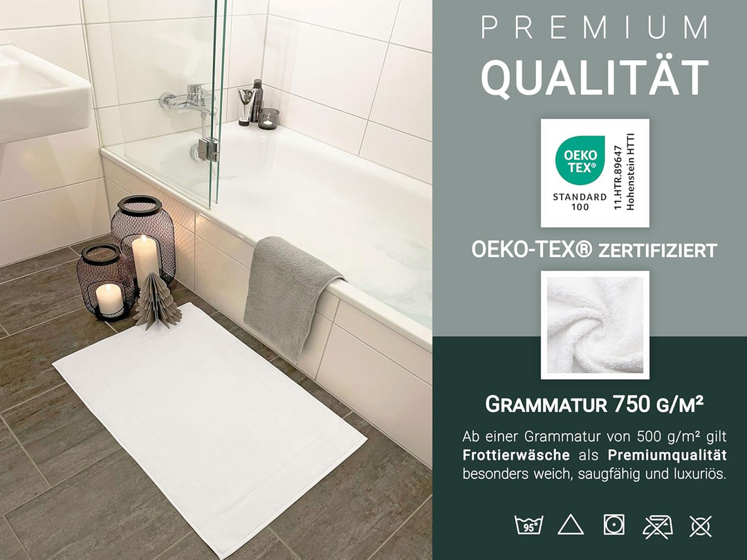 ZOLLNER 2er Set Badematten in 50x80 cm - besonders saugstarke und weiche Badvorleger in weiss - mit
