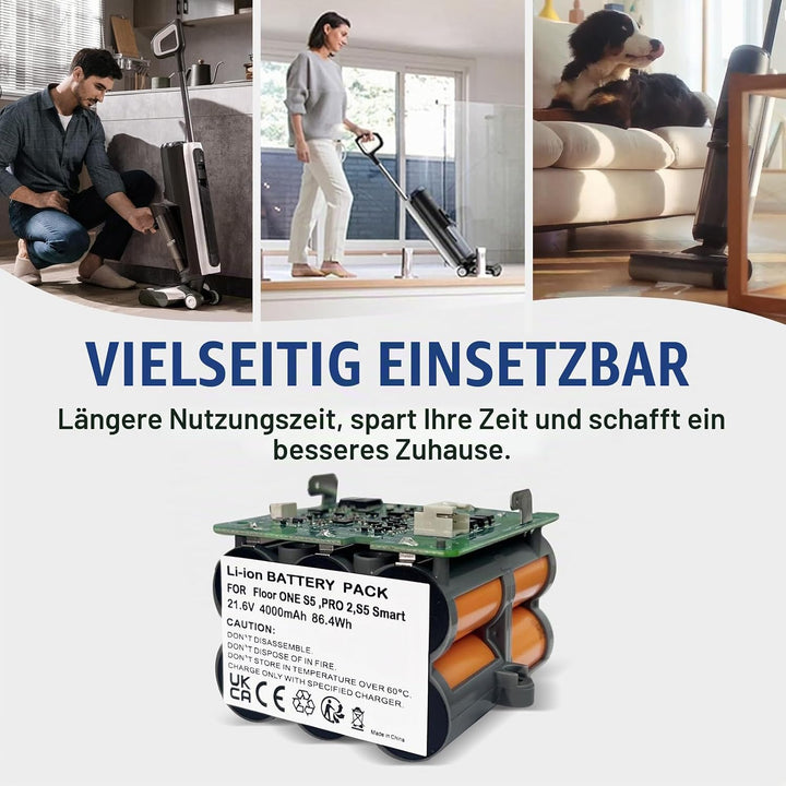 Relacement Akku für Tineco schnurlosen Nass- und Trockensauger, kompatibel mit Tineco Floor ONE S5,