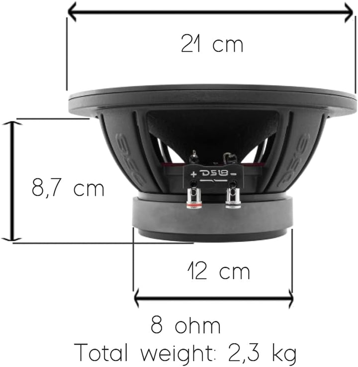 KIT-Set FÜR DS 18 PRO-ZXi8M 1 Mitteltöner 20 cm 200 mm 8" Durchmesser, 350 Watt rms 700 Watt max, 8