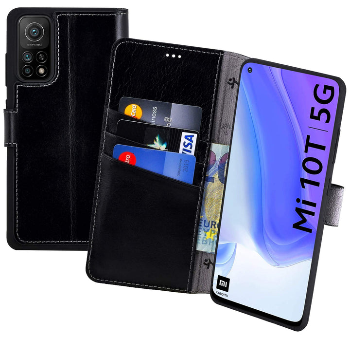 Suncase Book-Style Hülle kompatibel mit Xiaomi Mi 10T 5G Leder Tasche (Slim-Fit) Lederhülle Handytas