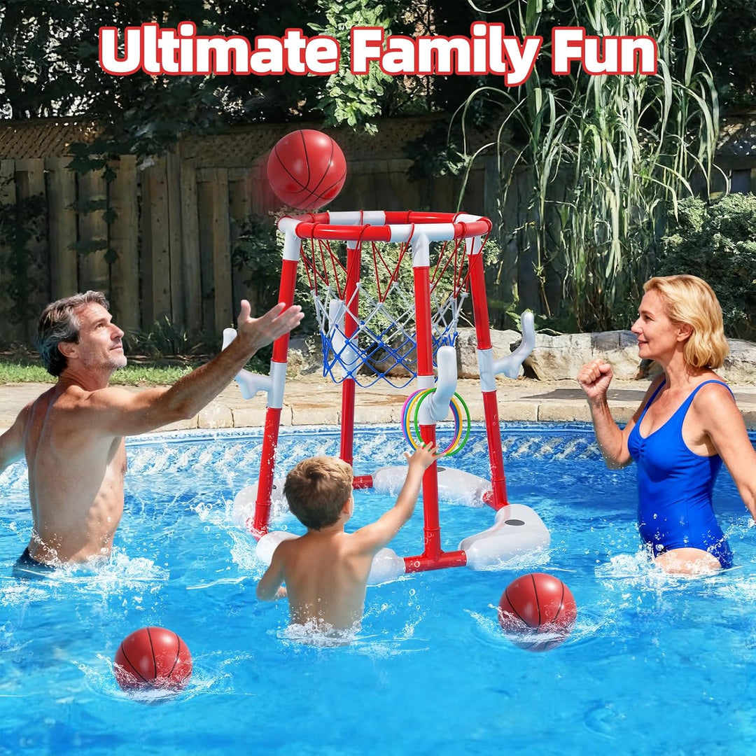 Pool Basketballkorb für Kinder 4-8 & 8-12 Jahre – 2-in-1 Schwimmendes & Oberirdisches Wasserspiel mi