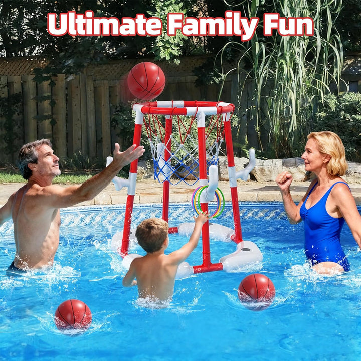 Pool Basketballkorb für Kinder 4-8 & 8-12 Jahre – 2-in-1 Schwimmendes & Oberirdisches Wasserspiel mi