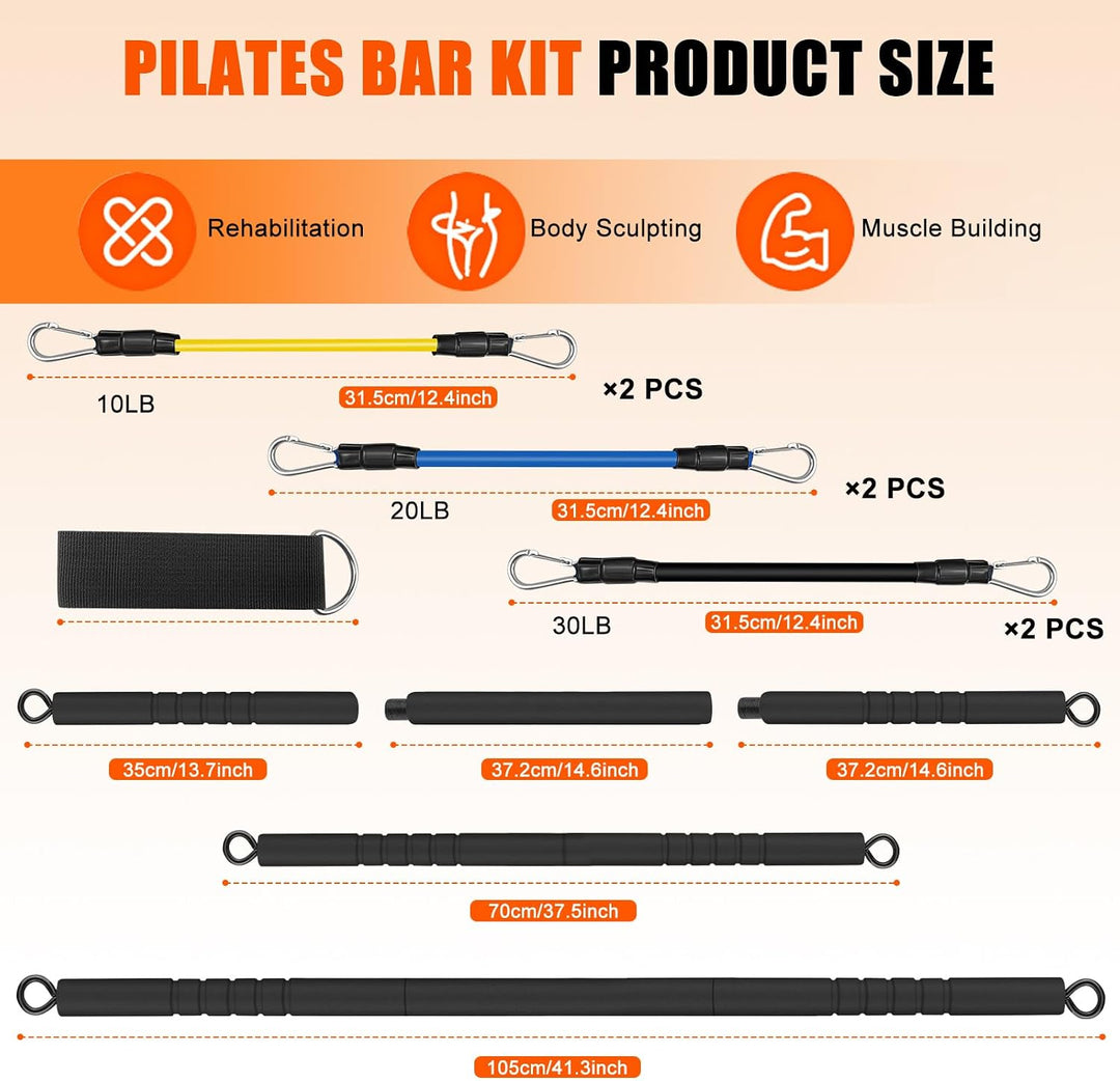 Fitnessbänder Pilates Bar Set, Fitnessgeräte für Zuhause