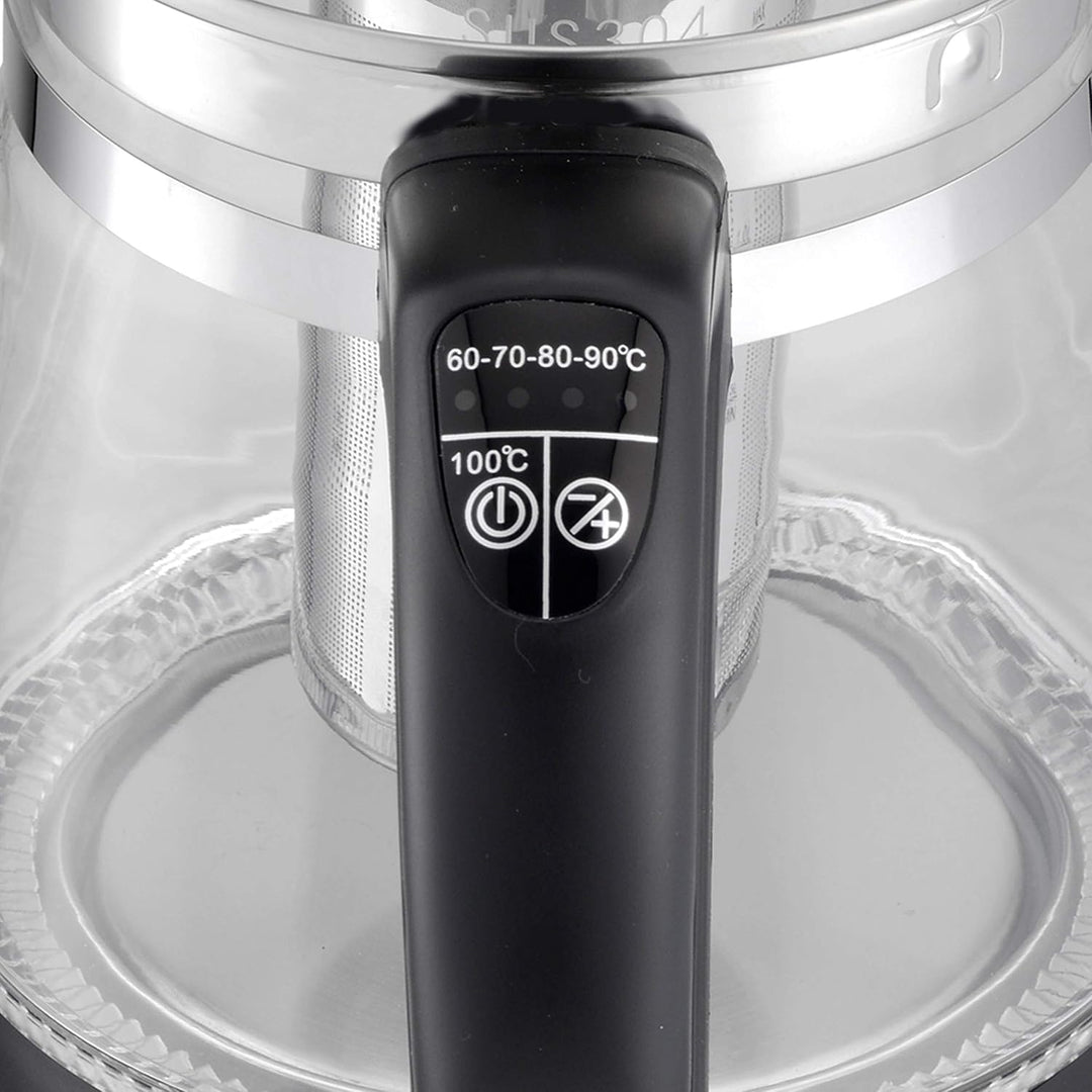 TurboTronic Glas Wasserkocher 100% plastikfrei, 1,5 Liter mit Edelstahl Kalkfilter, LED Beleuchtung