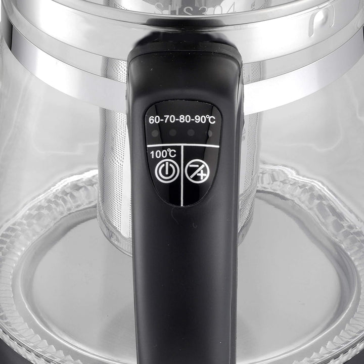 TurboTronic Glas Wasserkocher 100% plastikfrei, 1,5 Liter mit Edelstahl Kalkfilter, LED Beleuchtung