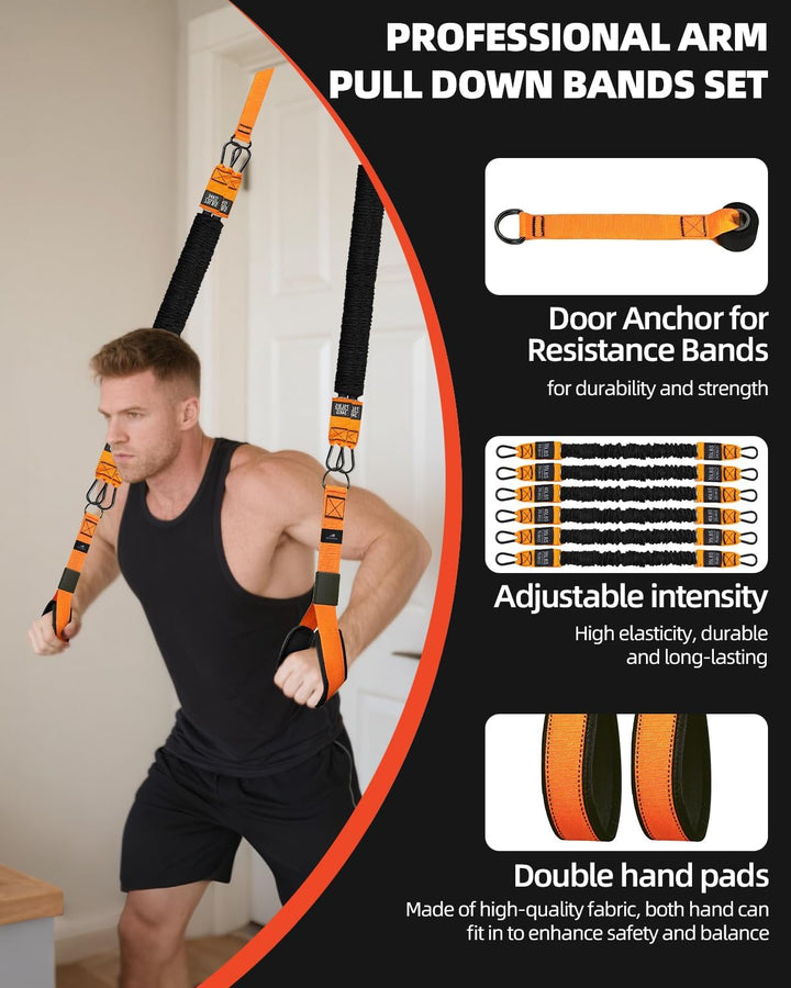 Abahub Trizeps Band Set mit Türanker Verstellbar Tricep Pull Down Fitnessband für Zuhause, Armtraini