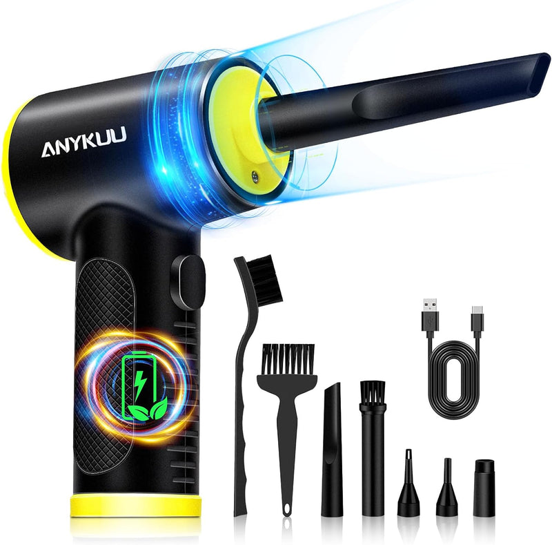 Anykuu Elektrische Staubgebläse Auto 90000 U/min 3-Gänge USB Wiederaufladbar Mini Air Duster mit 750