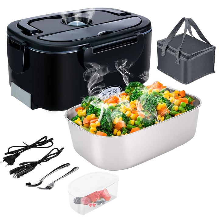 Elektrische Lunchbox 4 in 1 12V/24V/220V~240V, 1.5L 60W Lunch Box Elektrisch Edelstahl Speisenwärmer