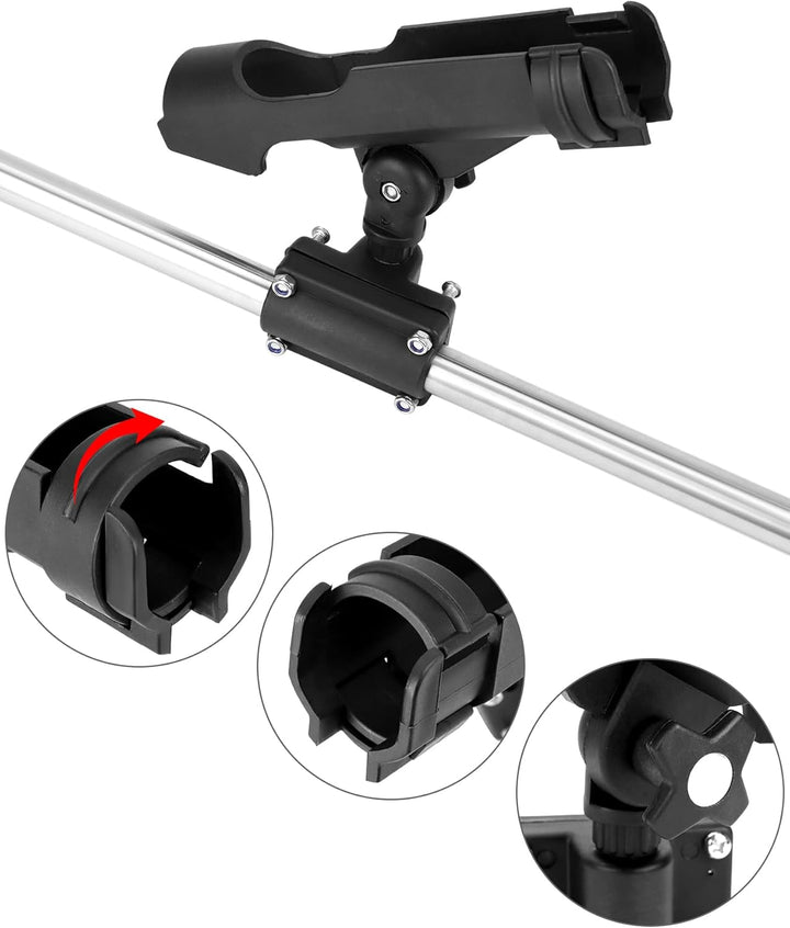 QWORK® 2 Stück Boot Kajak Angelrutenhalter Bootsrutenhalter - 360 Grad Einstellbar - Montage horizon