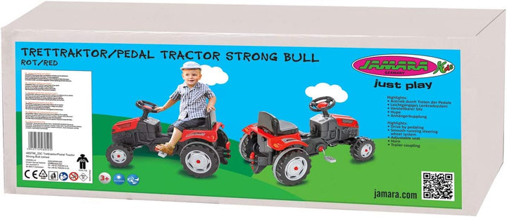 Trettraktor Strong Bull – Kippschutz, Antrieb durch Treten der Pedale, leichtgängiges Lenkradsystem,