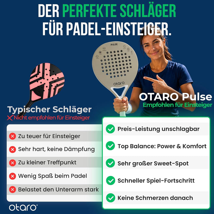 OTARO Padelschläger für Anfänger &amp; Fortgeschrittene | Ultraleicht &amp; ausbalanciert | Padel Schläger C