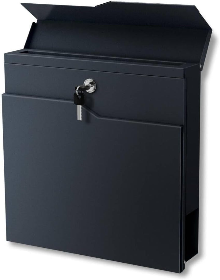 Metzler Briefkasten pulverbeschichtet in Anthrazit RAL7016 - Wandbriefkasten mit Zeitungsfach - Post