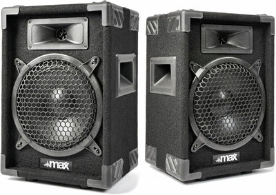 MAX MAX8 - Passives PA Lautsprecher Set, 400 Watt mit 8 Zoll Tieftöner, Partybox mit Griffe, Passive