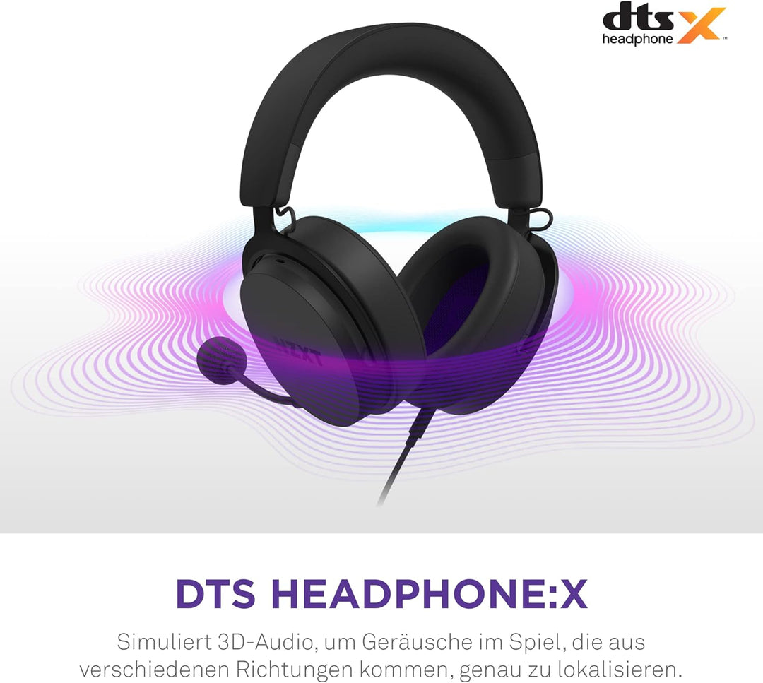 NZXT Kabelgebundenes PC-Gaming Relay-Headset – AP-WCB40-B2 - Hi-Res-Audio-zertifiziert – DTS Headpho