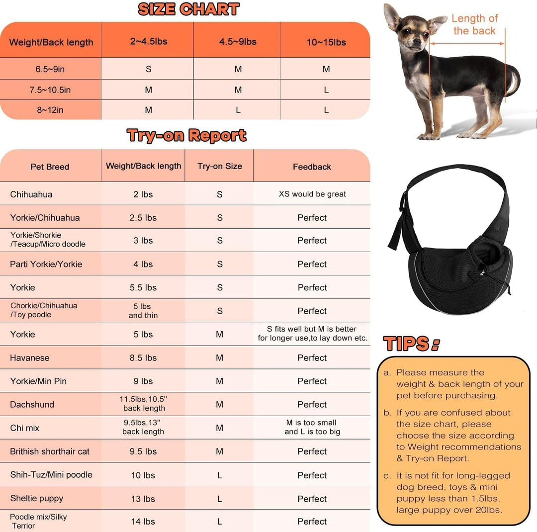 YUDODO Pet Dog Sling Carrier Breathable Mesh Travel Safe Sling Bag Carrier for Dogs Cats (Medium (1