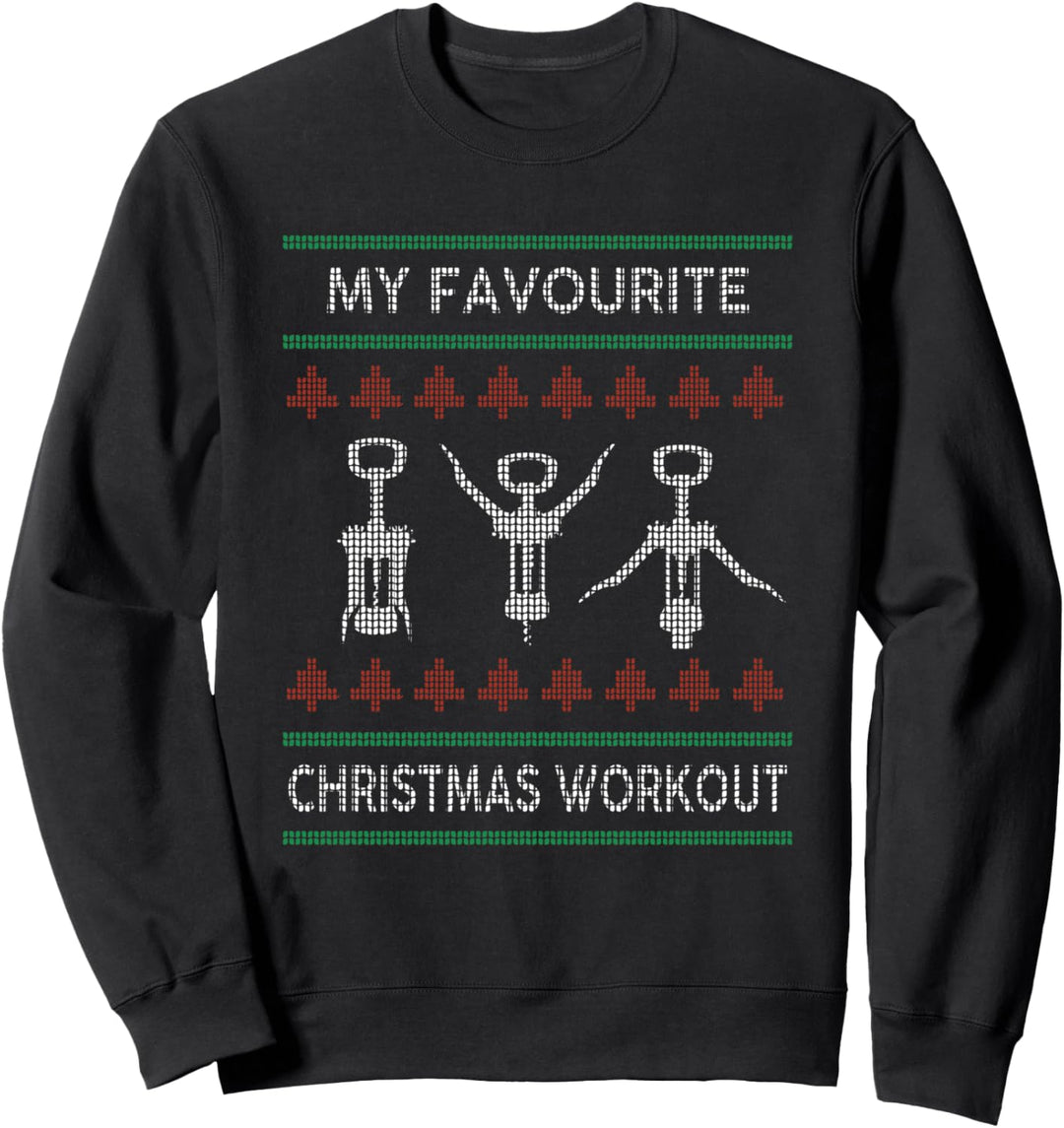 Christmas Workout Ugly XMas Korkenzieher Wein Sweatshirt