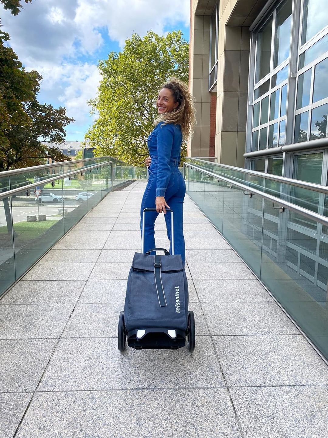 reisenthel Citycruiser Herringbone Dark Blue – Praktische Einkaufstasche mit Mehreren grossen Fächer