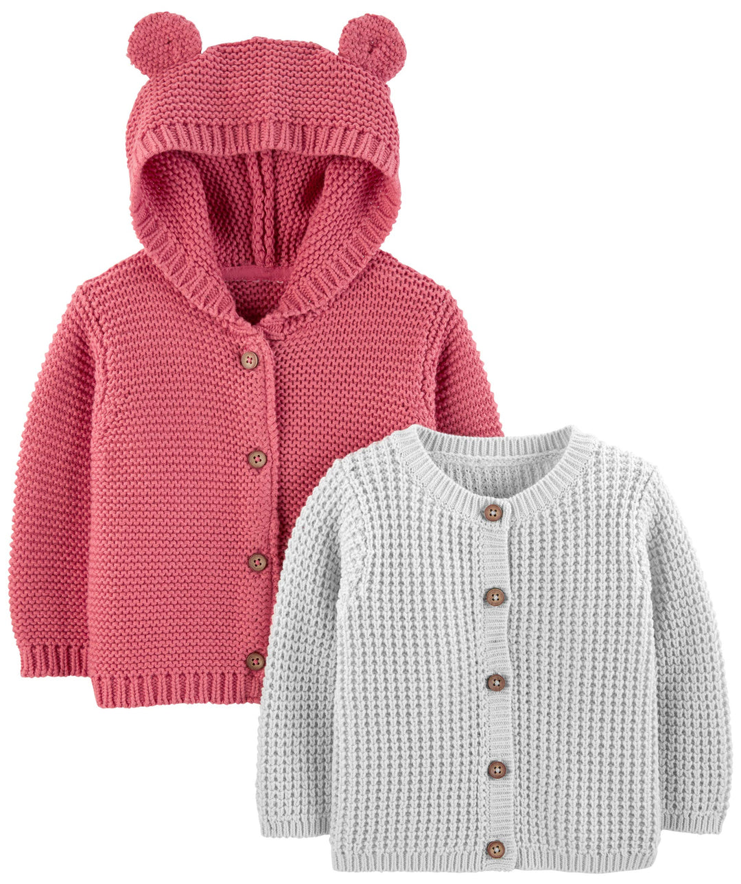 Simple Joys by Carter's Unisex Baby Strickjacke (2er Pack) 12 Monate Grau/Rot, 12 Monate Grau/Rot