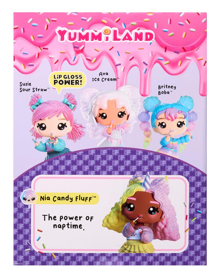 Yummiland Large Doll - Nia Candy Fluff - Enthält 1 Puppe, Duftenden Lipgloss zum Selbermachen, Anpas