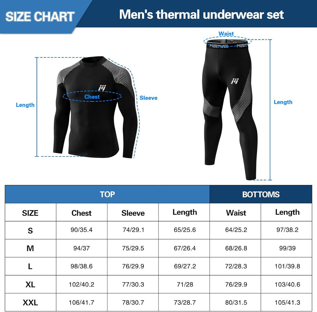 MEETWEE Thermounterwäsche Herren, Funktionsunterwäsche Winter Skiunterwäsche Suit Atmungsaktiv Therm