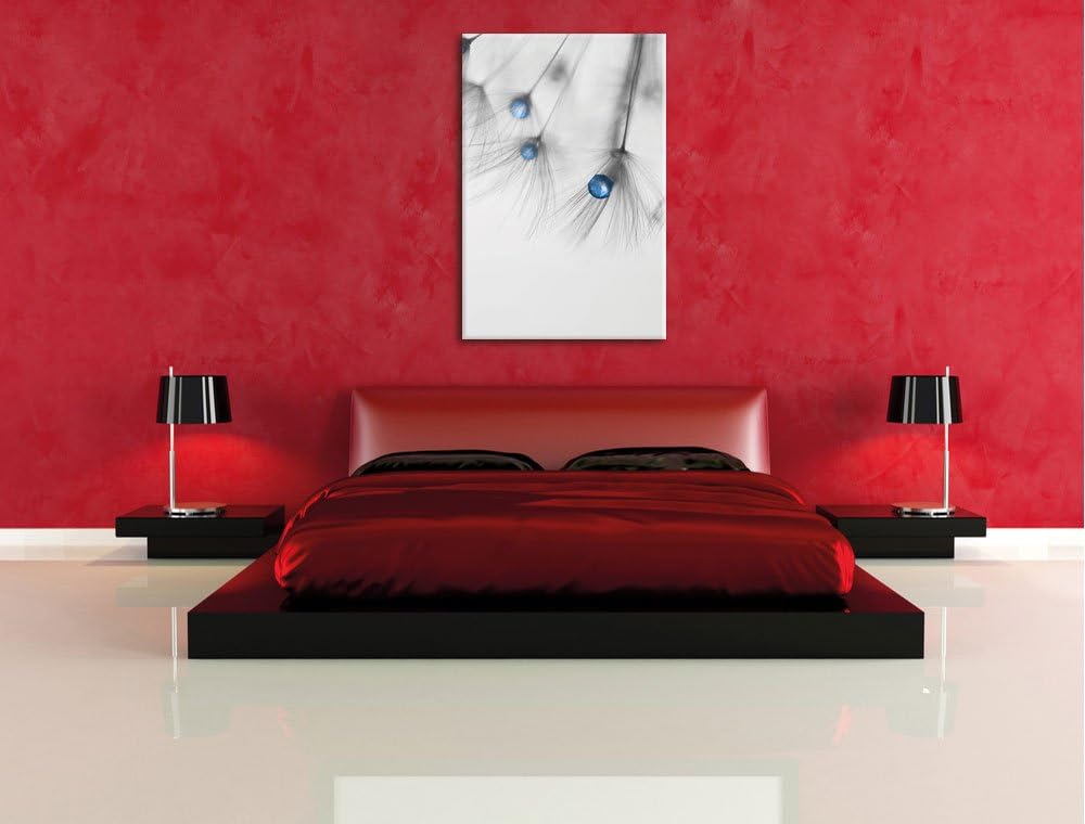 Pixxprint Pusteblumensamen mit Wassertropfen als Leinwandbild/Grösse: 100x70 cm/Wandbild/Kunstdruck/