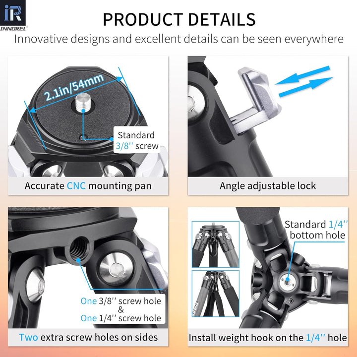 Karbonfaser-Stativ-INNOREL KT284C Super tragbares Reisestativ für DSLR-Kamera Robuster kompakter Stä