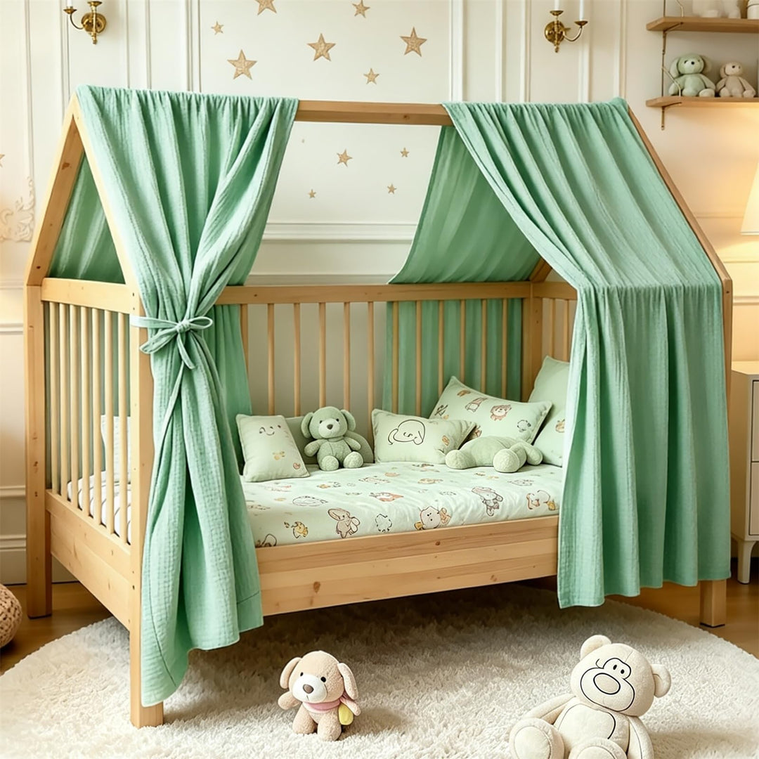 Baldachin aus 100% Baumwolle für Kinderzimmer Betthimmel für Hausbett & Kinderbett Himmelbett Vorhän