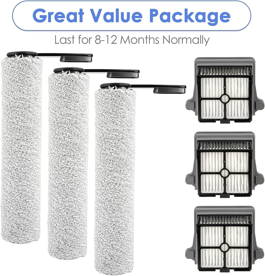 (6 Stück) Ersatz-Bürstenrollen und HEPA-Filter, kompatibel mit Tineco Floor ONE S7 PRO/ONE S6 Smart