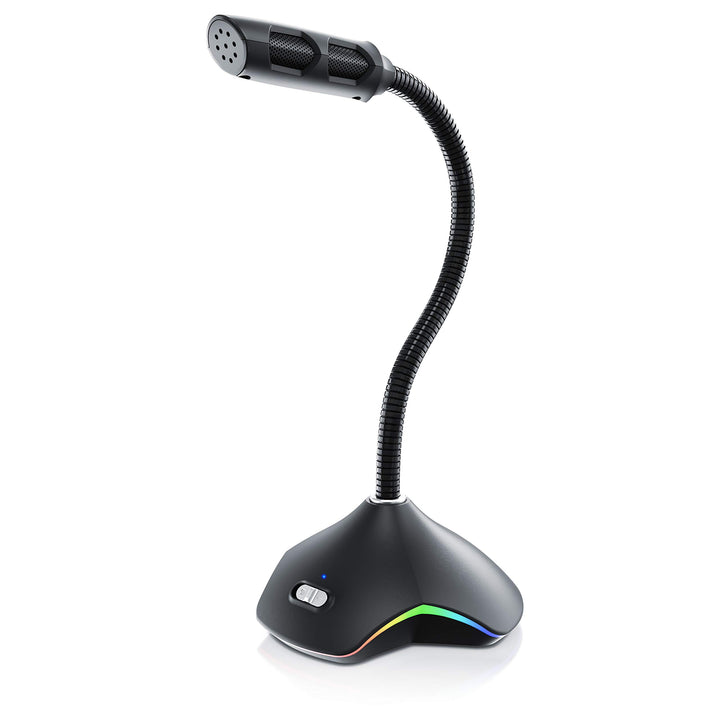 CSL - USB PC Mikrofon RGB – Tischmikrofon Standmikrofon – einstellbare Lautstärke – hohe Klangqualit