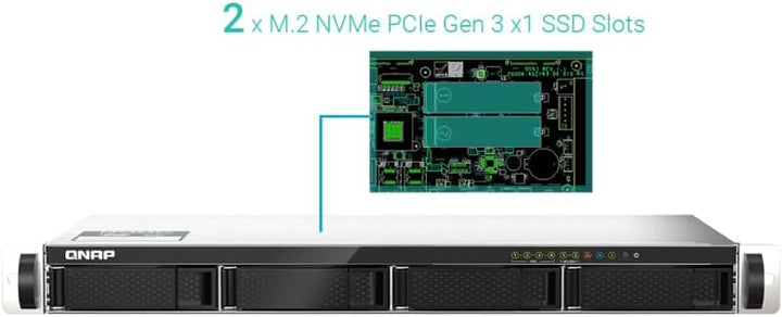 Qnap TS-435XeU-4G Rackmount-NAS mit 4 Einschüben 2,5GbE/10GbE-Konnektivität, M.2 NVMe SSD-Caching Bu
