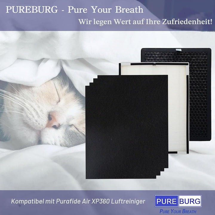 PUREBURG ErsatzFilter-Set kompatibel mit Beurer LR 500 Und Purafide Air XP360 Luftreiniger, True HEP