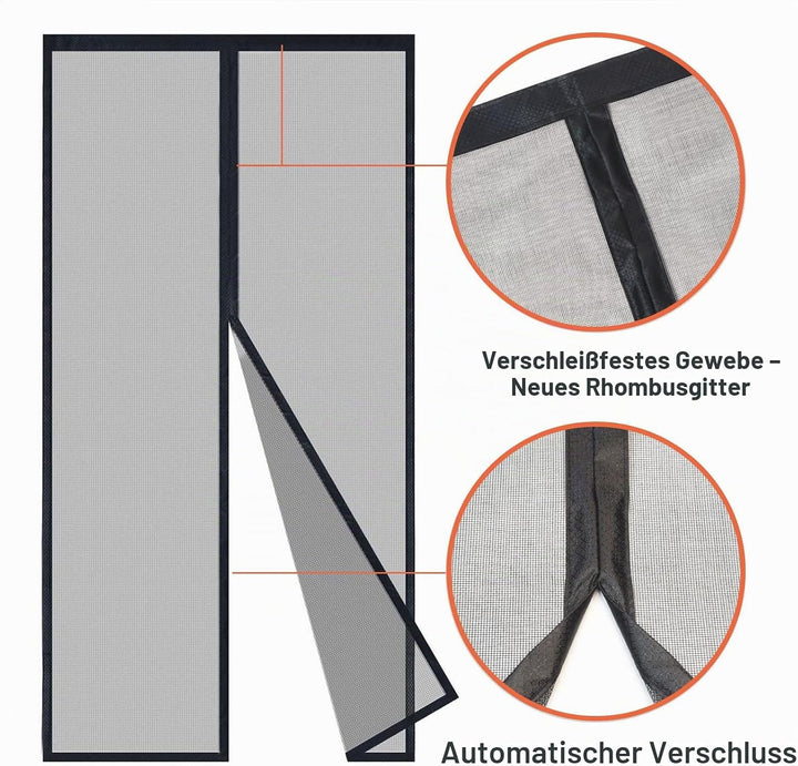 Risareyi Fliegengitter Balkontür Magnet aus Fiberglas 160x220cm, Schwarz