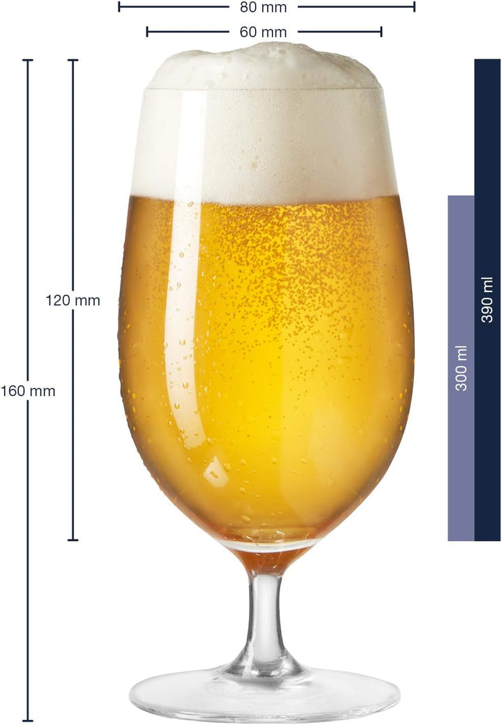 Leonardo Ciao+ Bier-Glas, Bier-Tulpe mit gezogenem Stiel, spülmaschinenfeste Bier-Gläser, 6er Set, 3