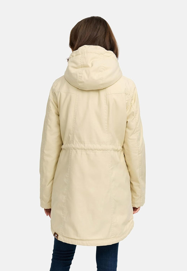 Ragwear Damen Mantel Lange warme Winterjacke mit Teddyfell-Kapuze Elsie Intl XS-5XL XL Beige22, XL B