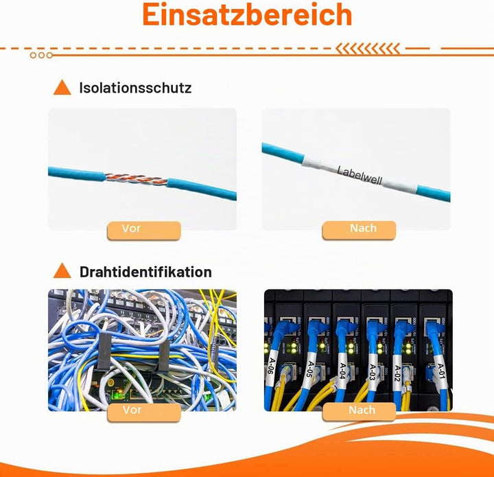 Labelwell 3x Industrie Schrumpfschlauch Kabeletiketten für 18053 S0718280 als Ersatz für Dynmo Rhino