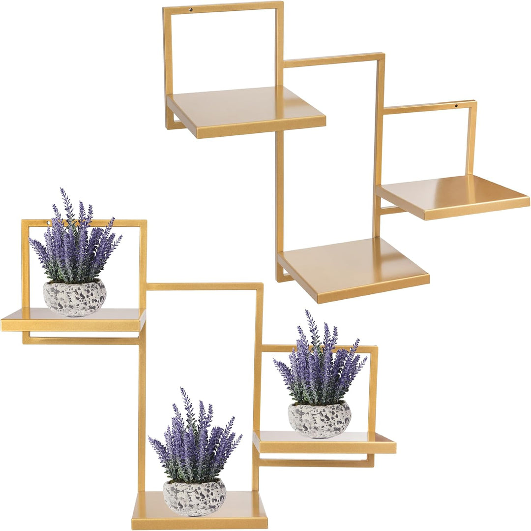 Wand Pflanzenregal Trio Ripiani - Pflanzenständer 58x22,5x50cm - Farbe Gold - Indoor-Display - Wandr