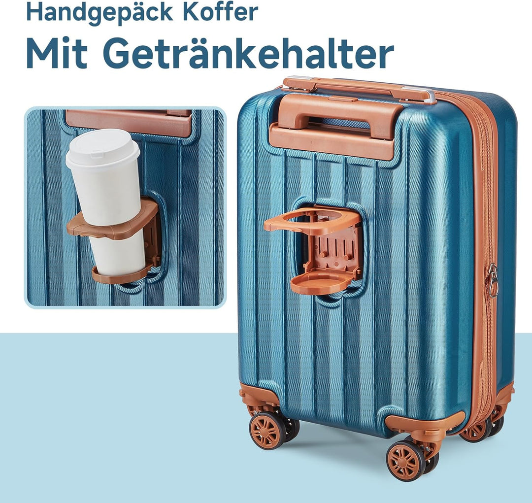 Joyway Koffer Trolley Reisekoffer Koffer, Hartschale Handgepäck Koffer mit USB-Anschluss und Getränk
