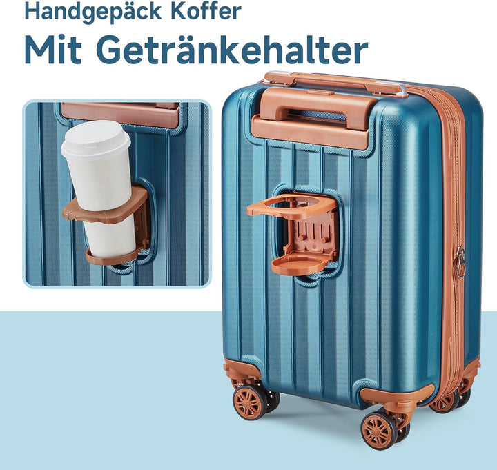 Joyway Koffer Trolley Reisekoffer Koffer, Hartschale Handgepäck Koffer mit USB-Anschluss und Getränk