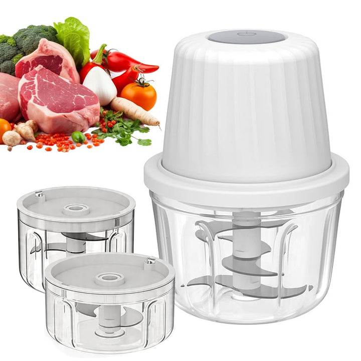 CEWROM Zwiebel Zerkleinerer Elektrisch, 100+250+350ml Elektrischer Küchenzerkleinerer, USB-Zwiebelsc